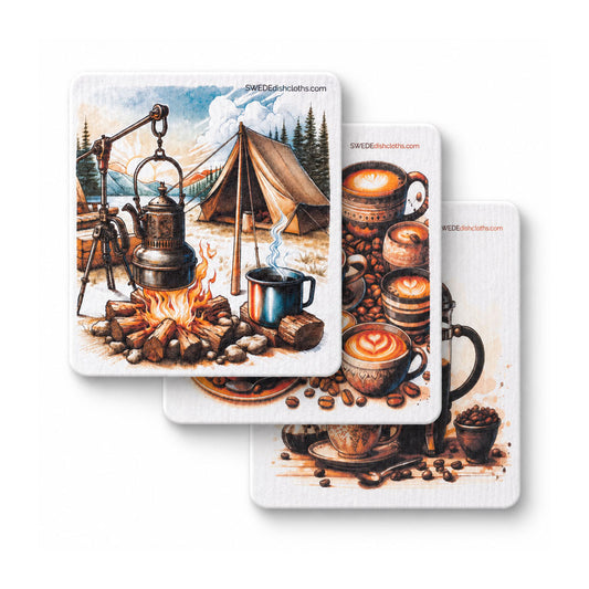 SWEDE Dishcloths 3 PK Coffee Designs