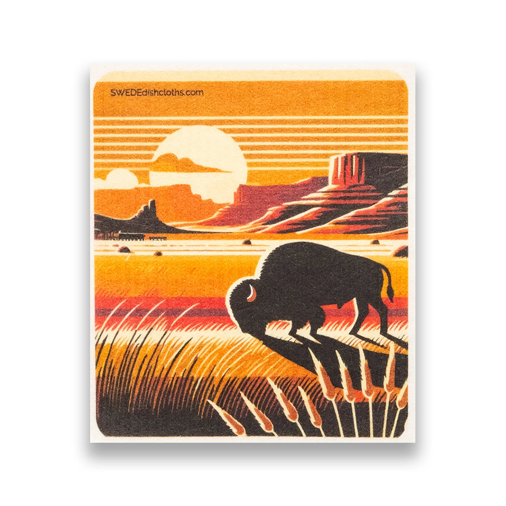SWEDE Dishcloths 3 PK Bison "American Buffalo" Designs
